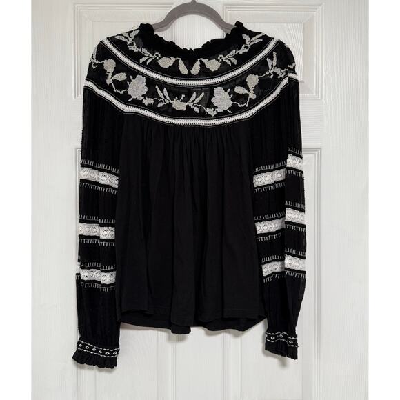 Maeve Anthropologie Women's Black Winona Lace Top Size Small - Picture 1 of 12